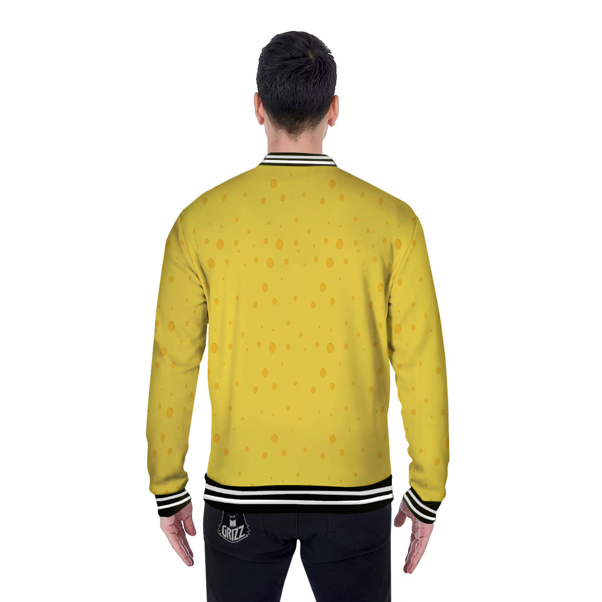 Cheese Yellow Print Pattern Baseball Jacket-grizzshop