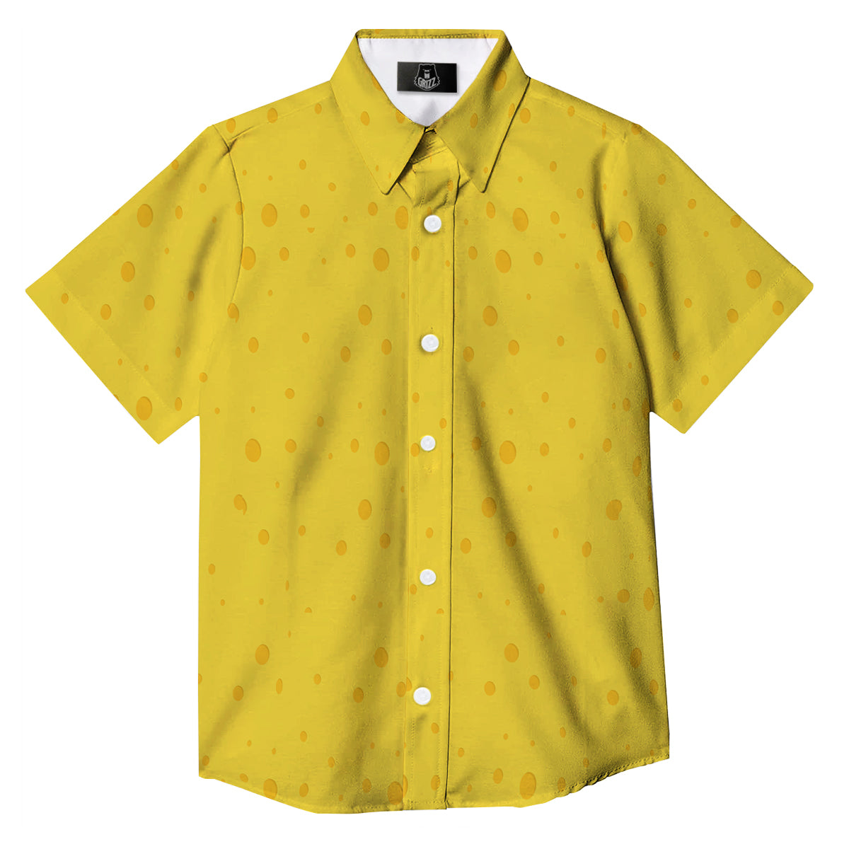 Cheese Yellow Print Pattern Button Up Shirt-grizzshop
