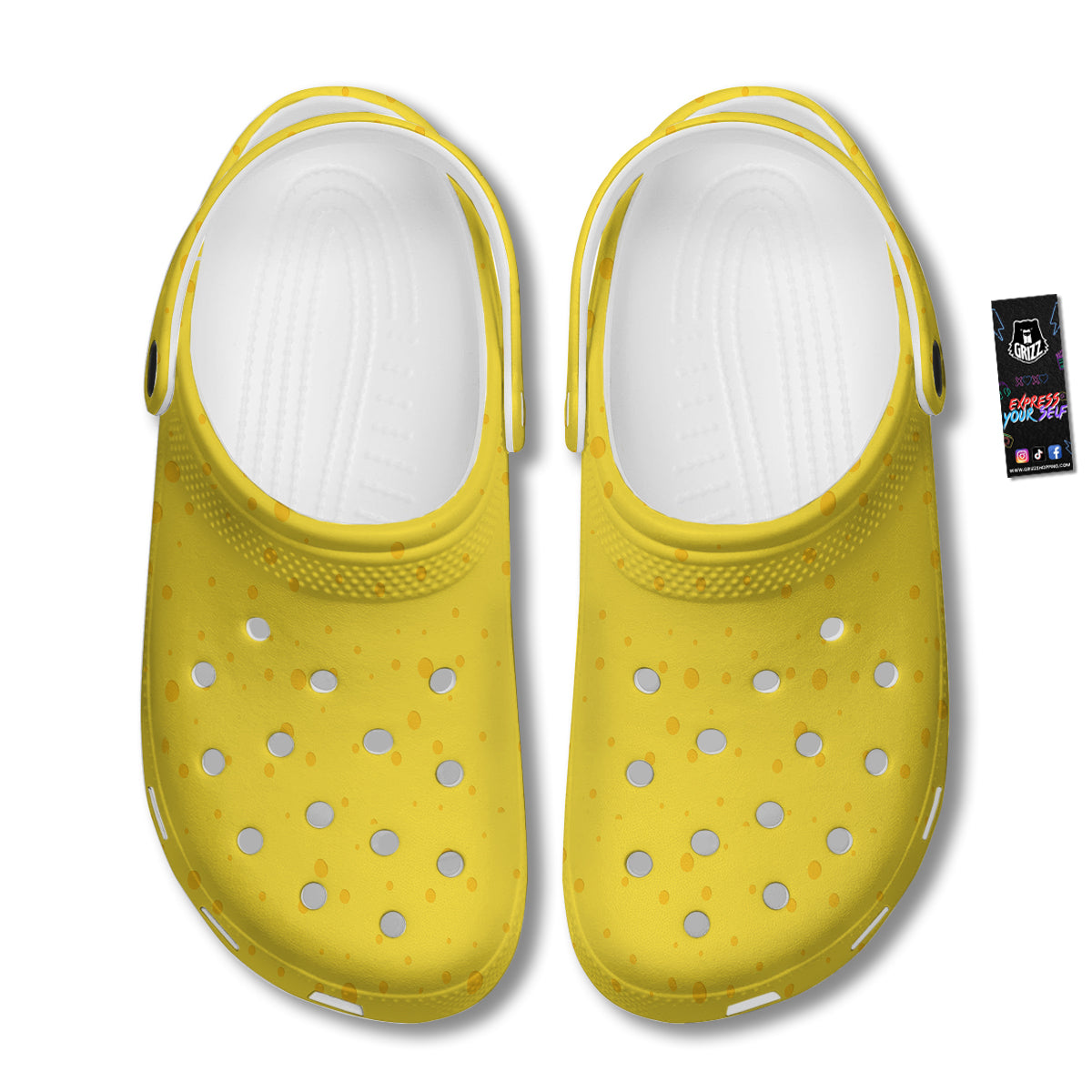 Cheese Yellow Print Pattern Clog-grizzshop