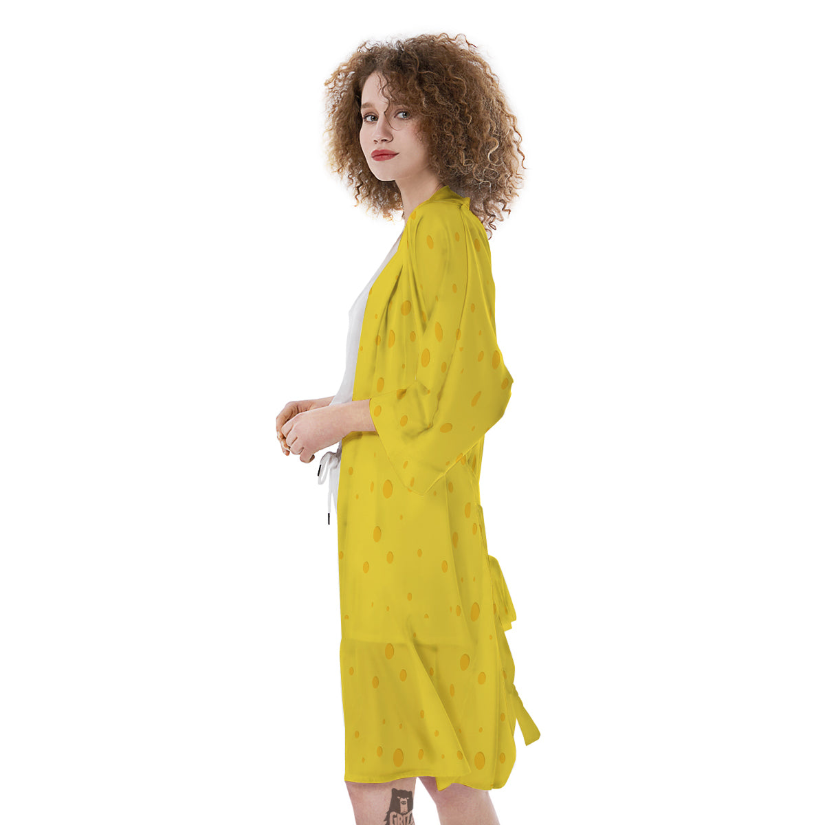 Cheese Yellow Print Pattern Kimono-grizzshop