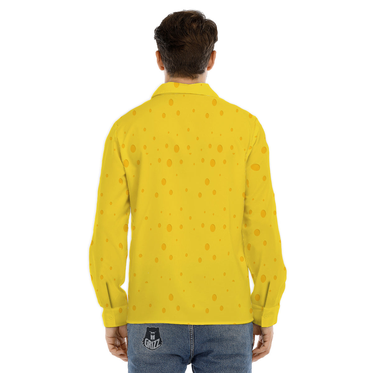 Cheese Yellow Print Pattern Men's Dress Shirts-grizzshop