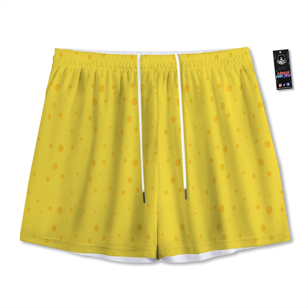 Cheese Yellow Print Pattern Mesh Shorts