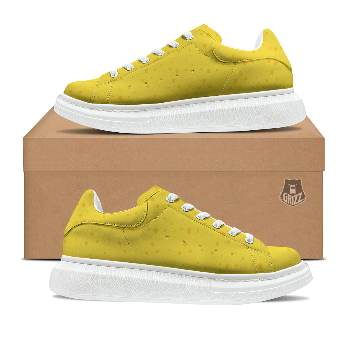 Cheese Yellow Print Pattern Platform Shoes-grizzshop