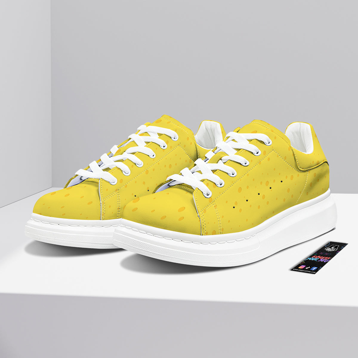 Cheese Yellow Print Pattern Platform Shoes-grizzshop