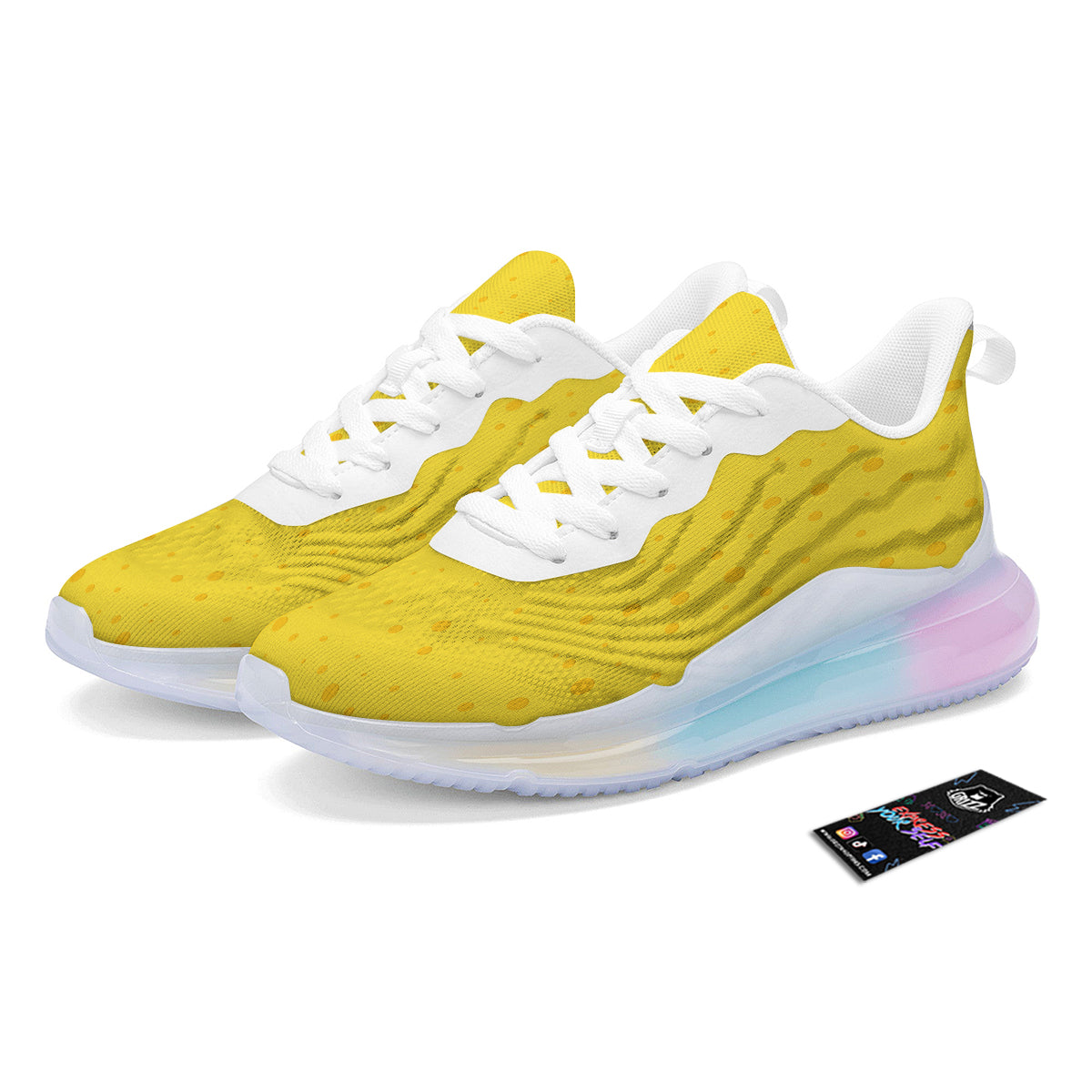 Cheese Yellow Print Pattern Running Sneakers-grizzshop