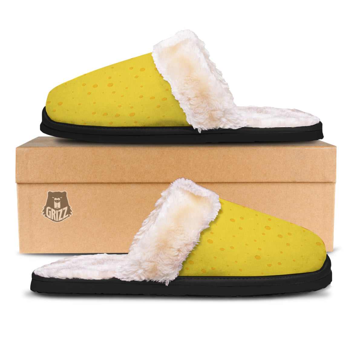 Cheese Yellow Print Pattern Slippers-grizzshop