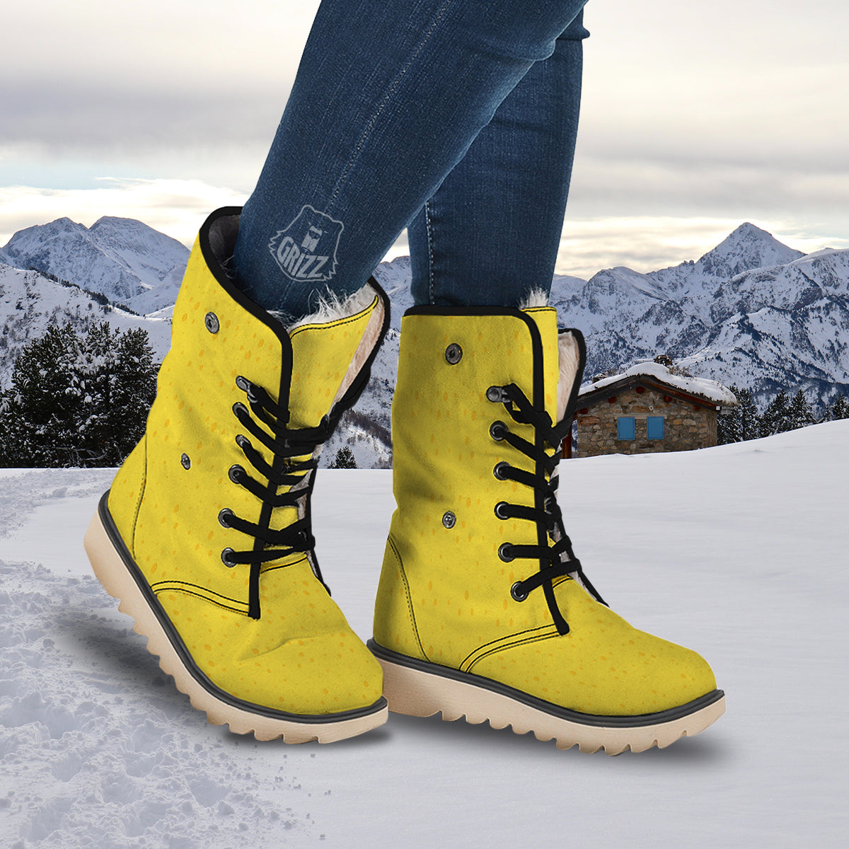 Cheese Yellow Print Pattern Snow Boots-grizzshop