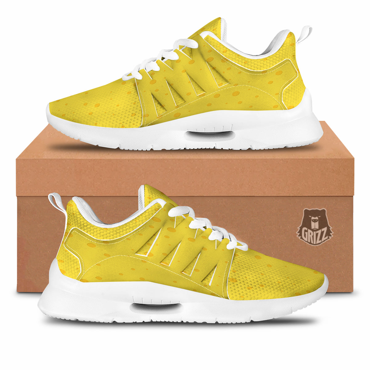 Cheese Yellow Print Pattern Tennis Shoes-grizzshop