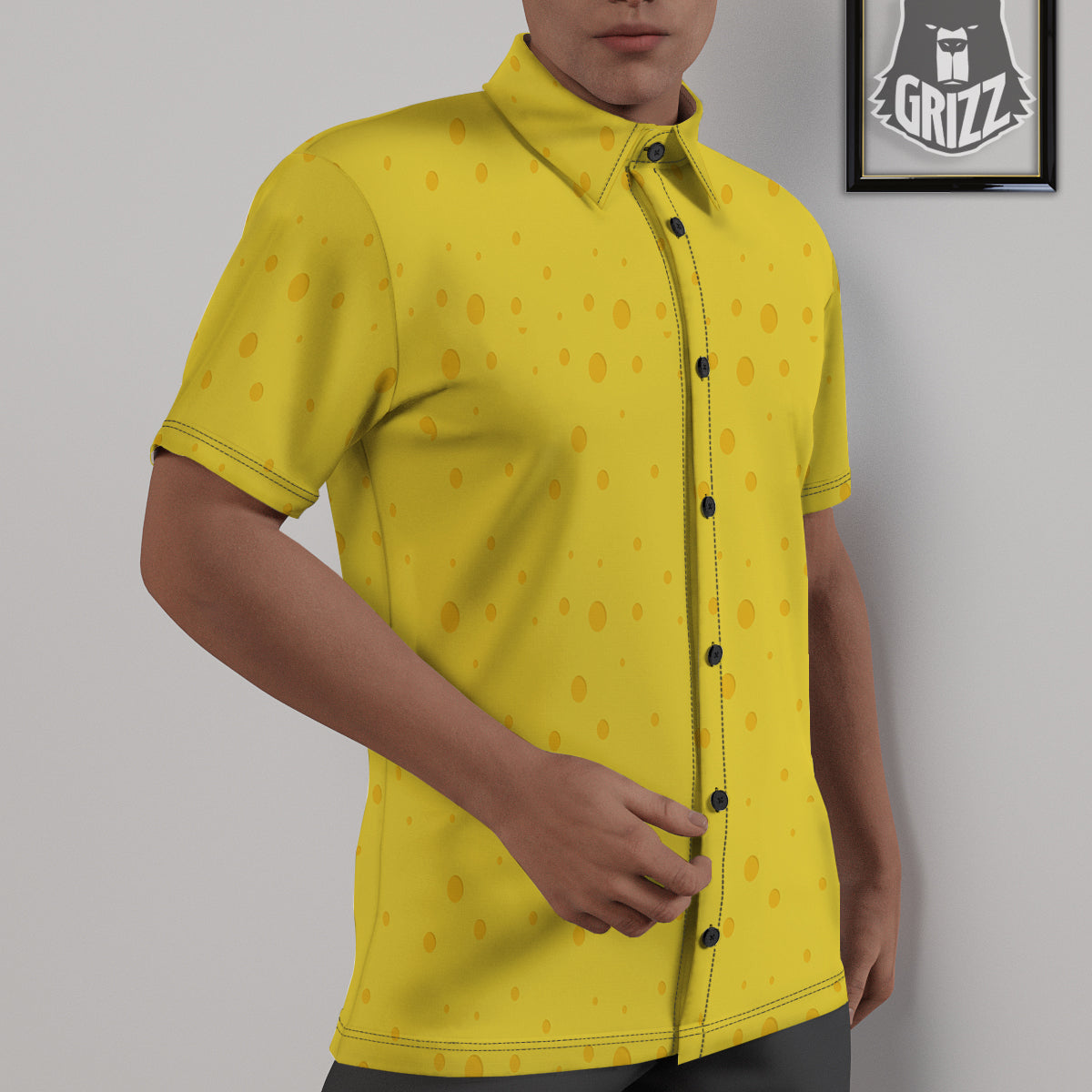 Cheese Yellow Print Pattern Untucked Shirts-grizzshop