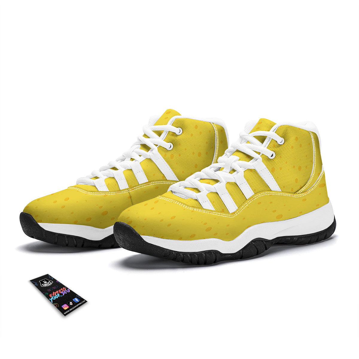 Cheese Yellow Print Pattern White Bball Shoes-grizzshop