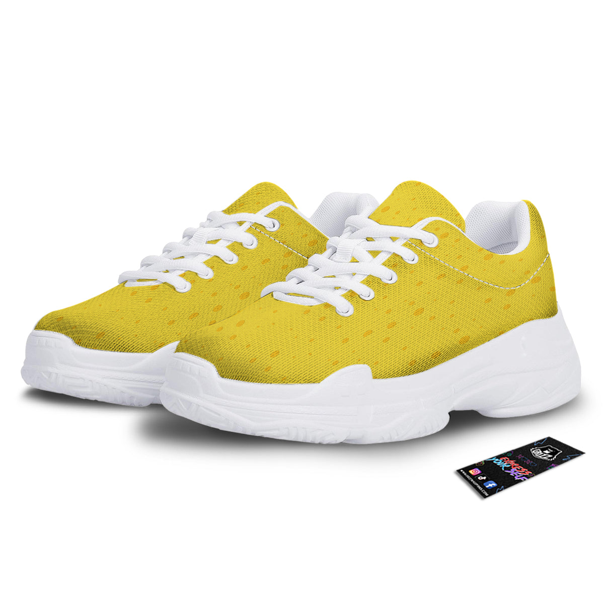 Cheese Yellow Print Pattern White Chunky Shoes-grizzshop