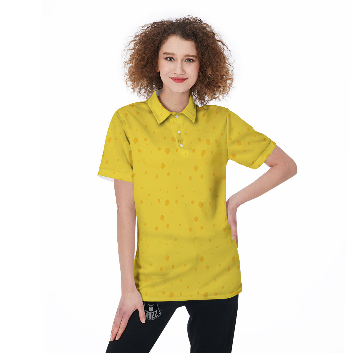 Cheese Yellow Print Pattern Women's Golf Shirts-grizzshop
