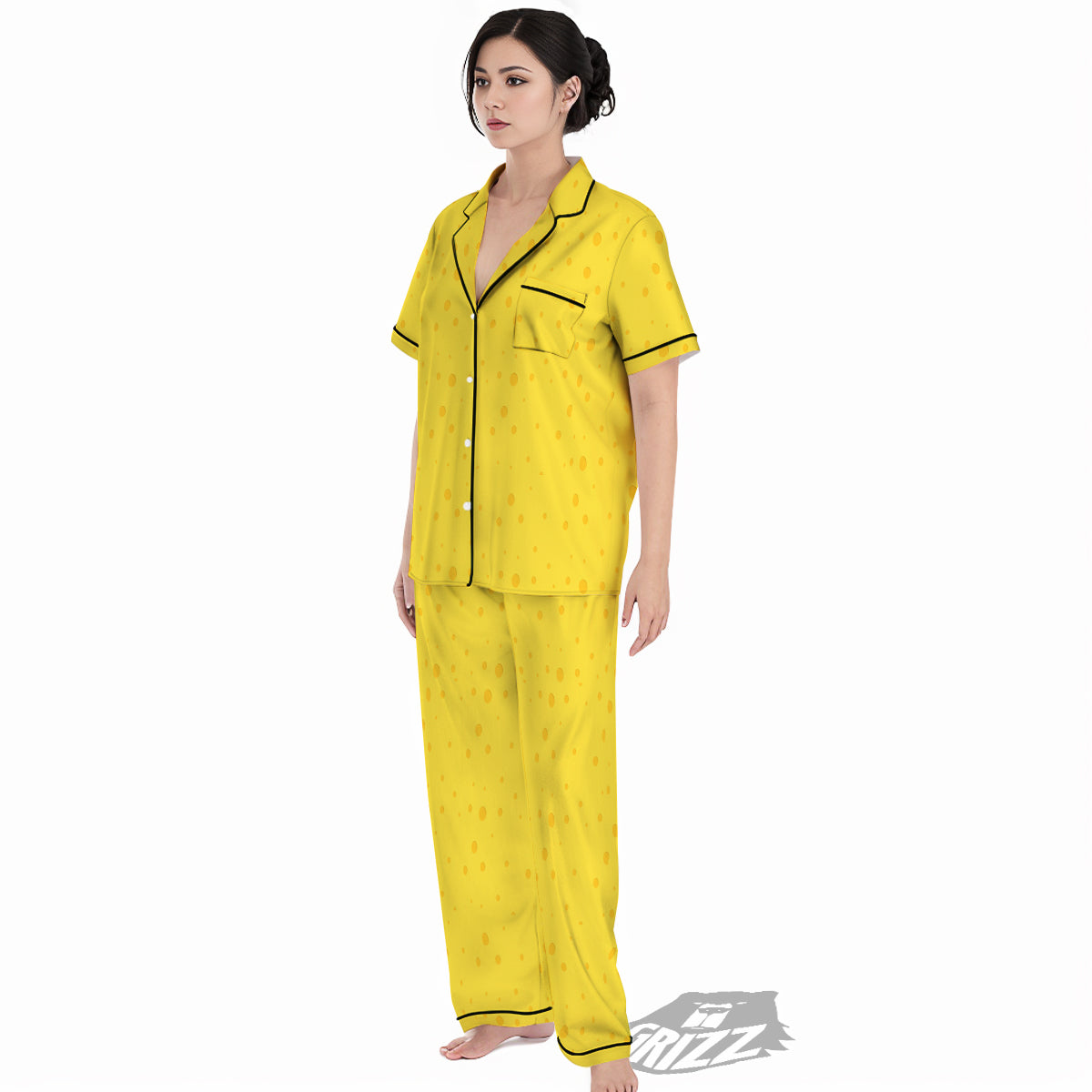 Cheese Yellow Print Pattern Women's Pajamas Set-grizzshop