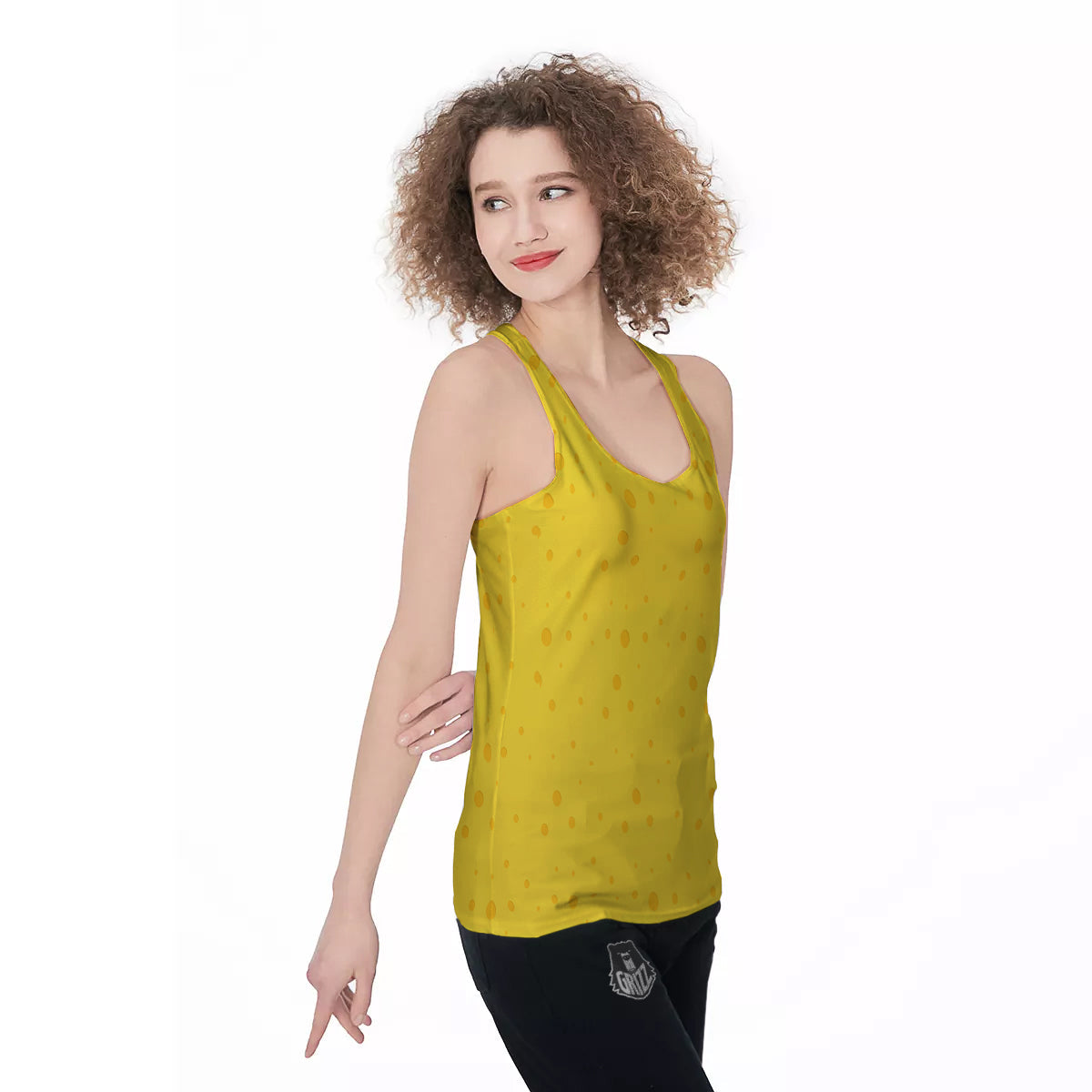 Cheese Yellow Print Pattern Women's Racerback Tank Top-grizzshop
