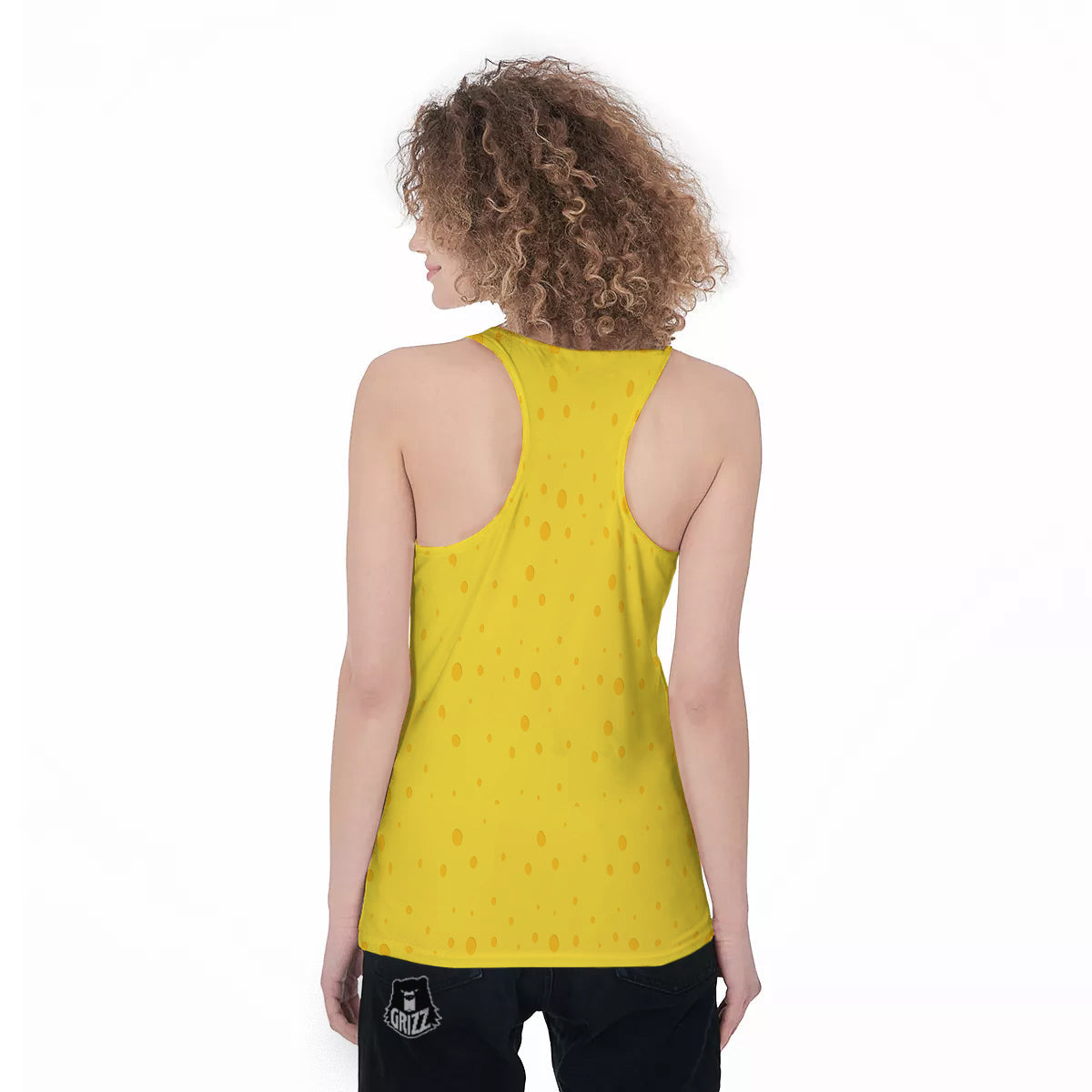 Cheese Yellow Print Pattern Women's Racerback Tank Top-grizzshop