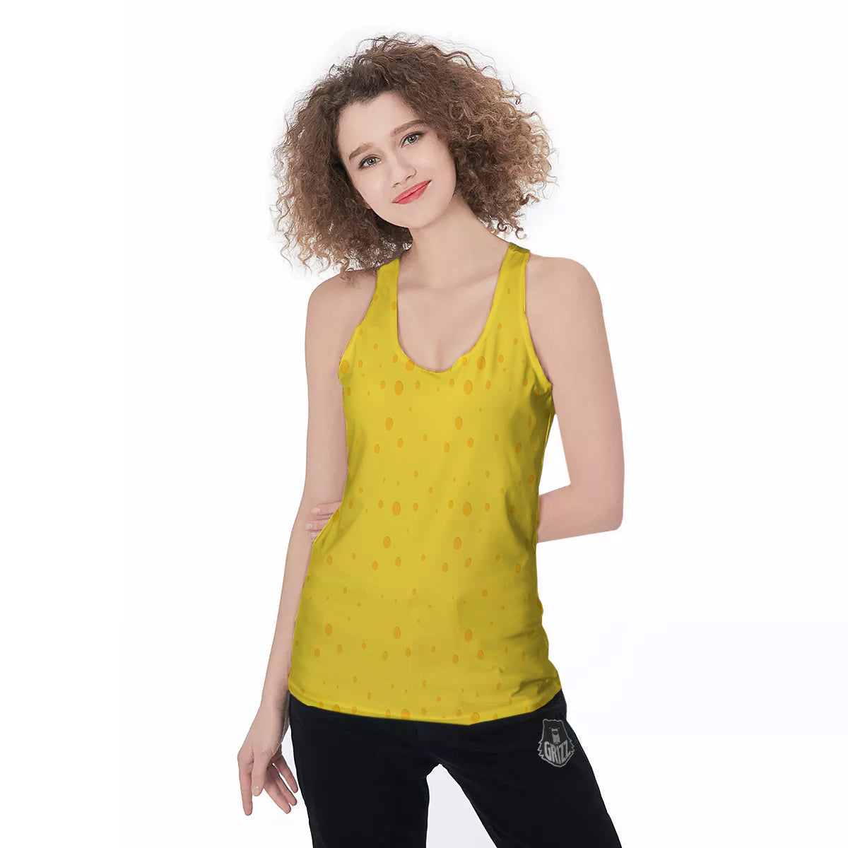 Cheese Yellow Print Pattern Women's Racerback Tank Top-grizzshop
