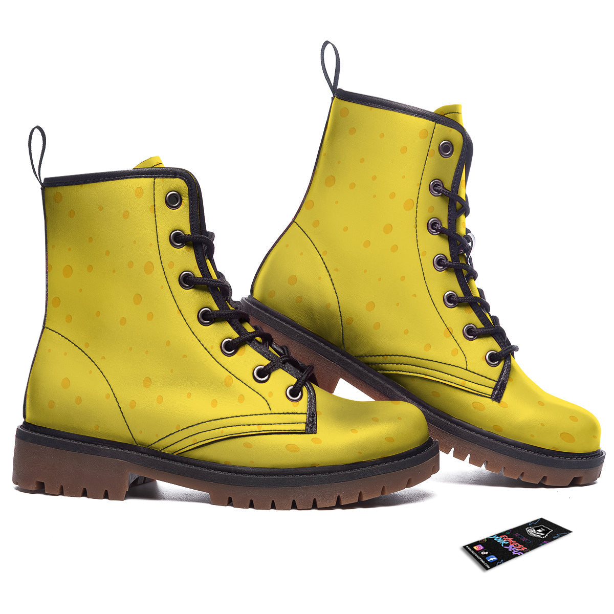 Cheese Yellow Print Pattern Work Boots-grizzshop