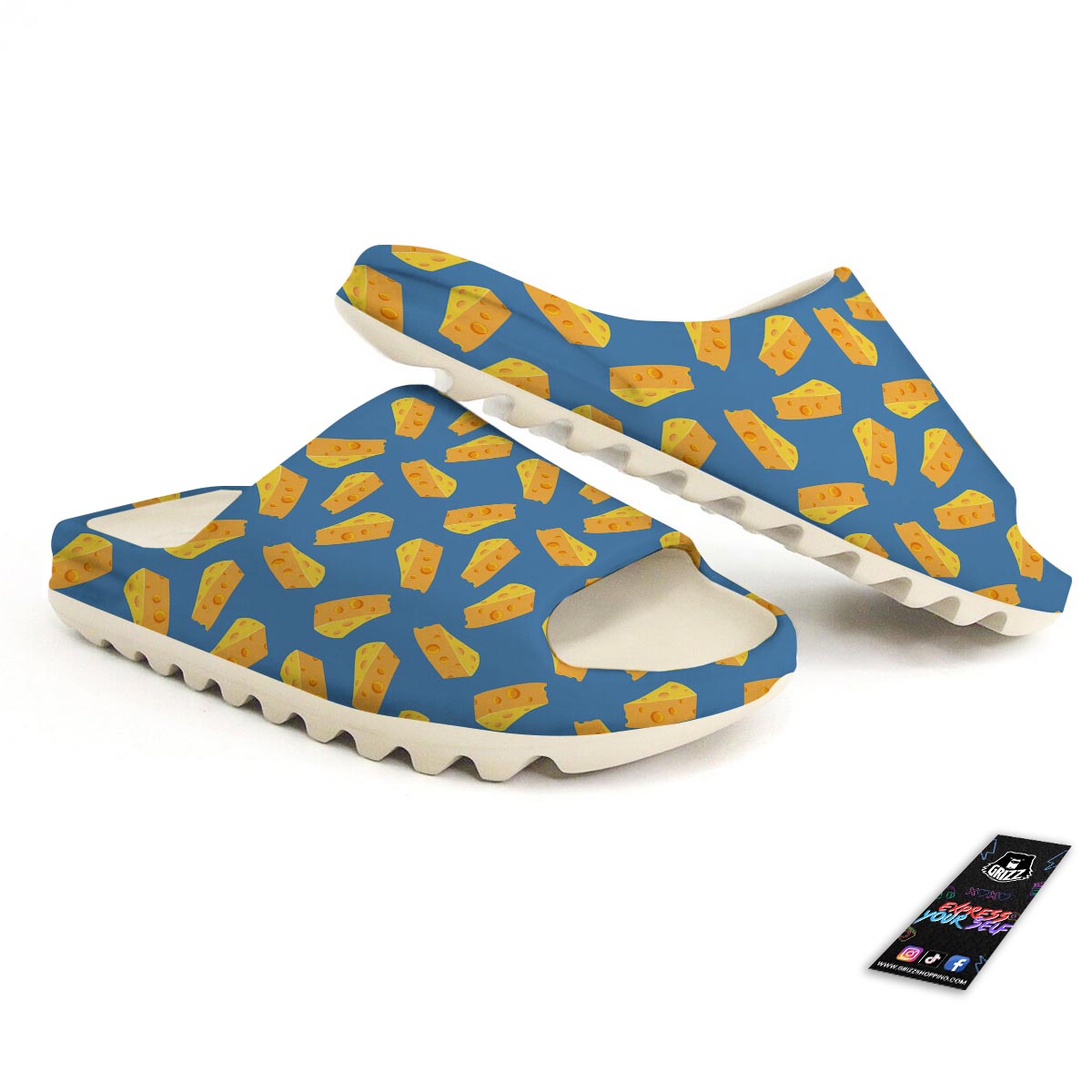 Cheese Slice Print Pattern Sandals-grizzshop