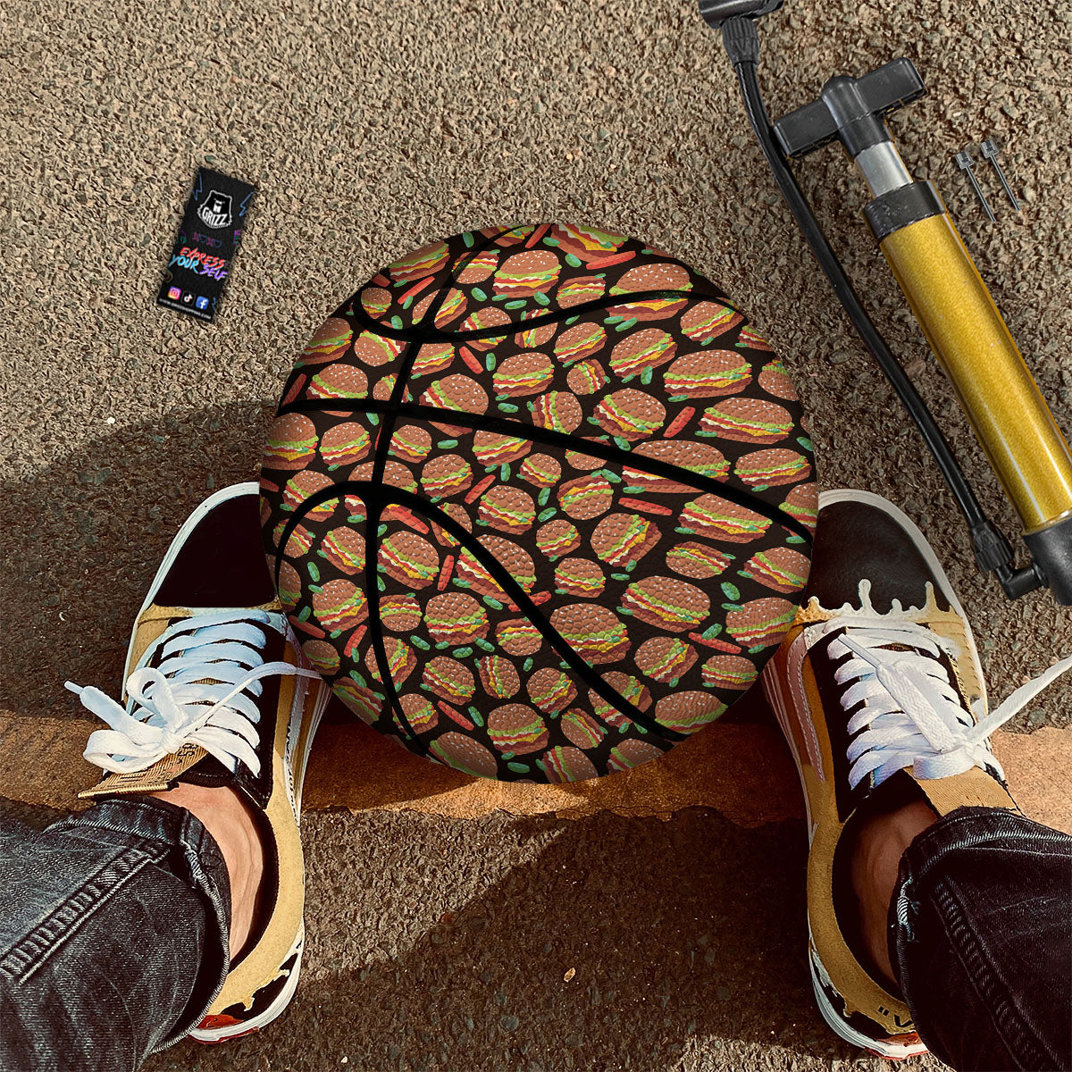 Cheeseburger Print Pattern Basketball-grizzshop