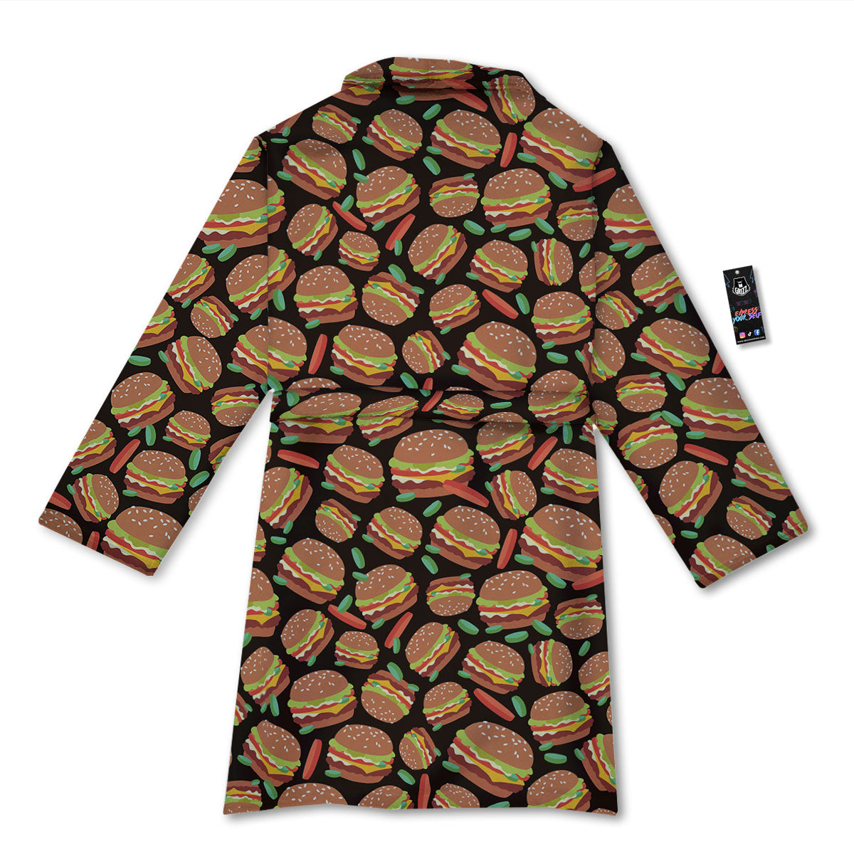 Cheeseburger Print Pattern Bathrobe-grizzshop