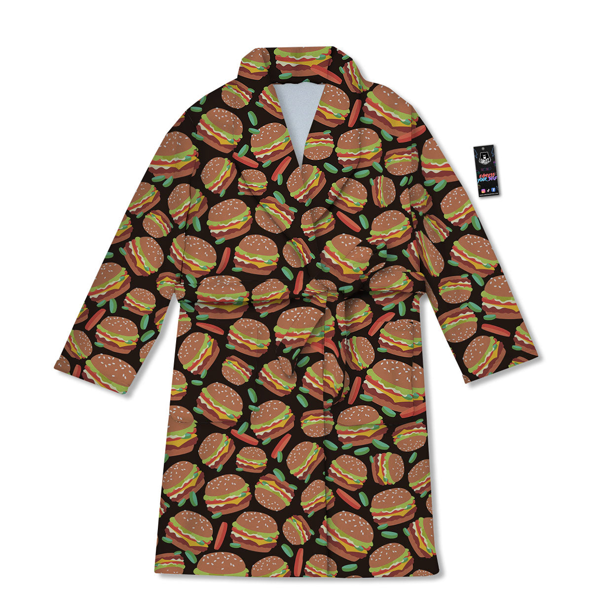 Cheeseburger Print Pattern Bathrobe-grizzshop