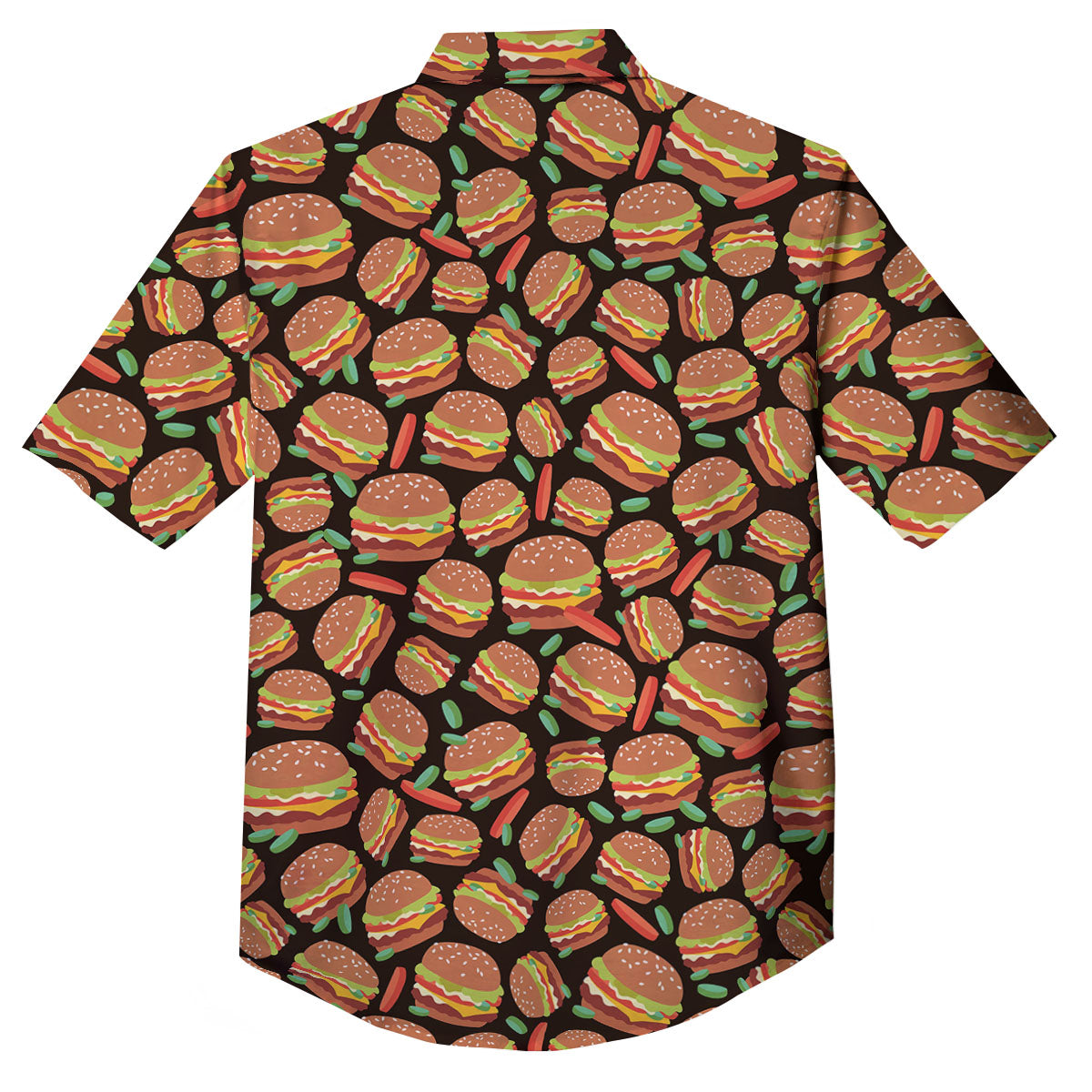 Cheeseburger Print Pattern Button Up Shirt-grizzshop