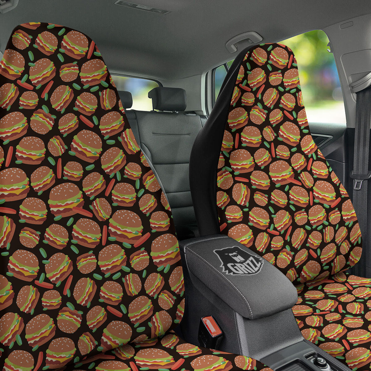 Cheeseburger Print Pattern Car Seat Covers-grizzshop