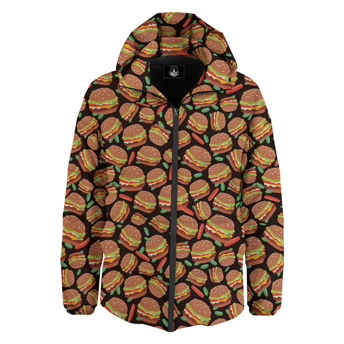 Cheeseburger Print Pattern Down Jacket-grizzshop