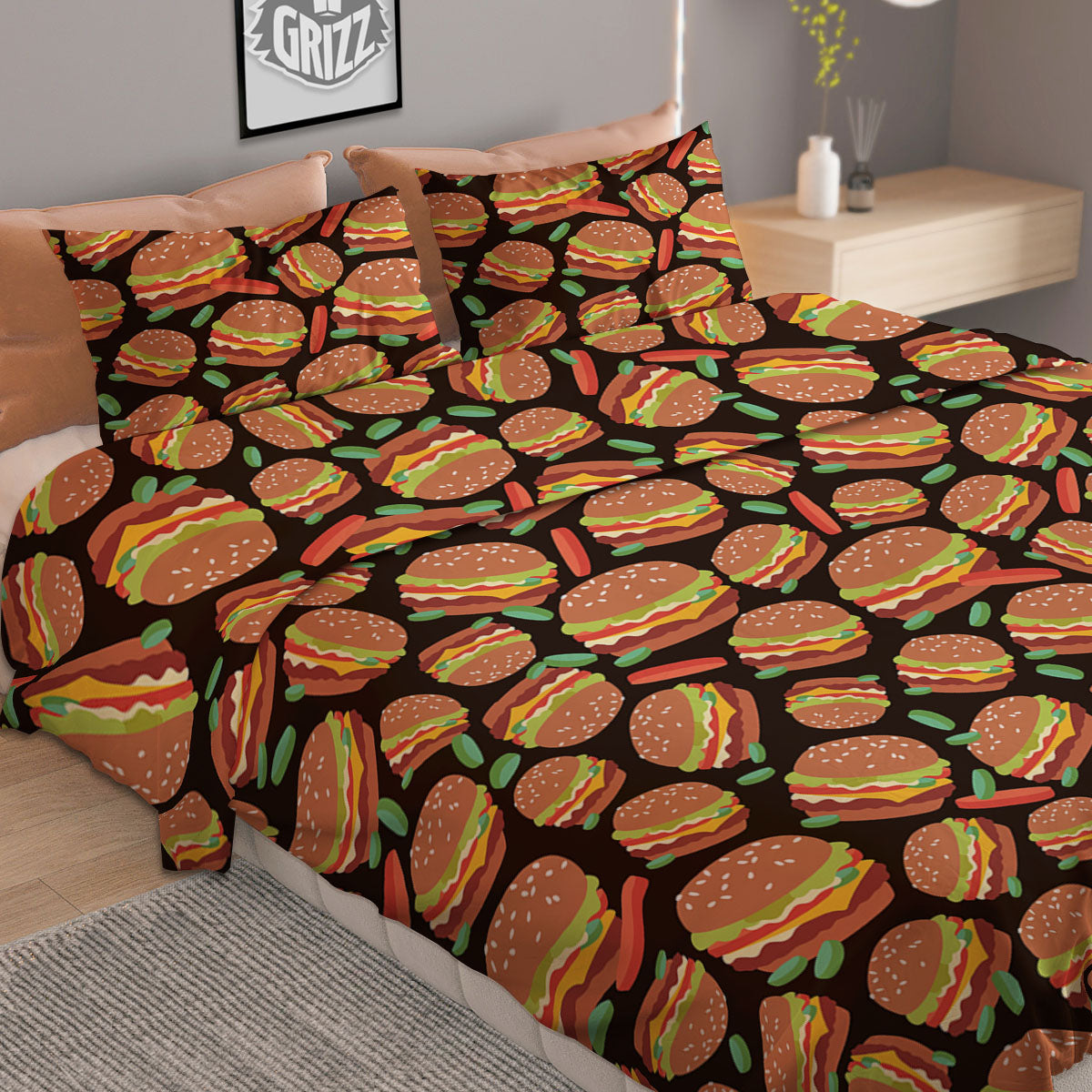 Cute Christmas Elements Print Pattern Duvet Cover Bedding Set