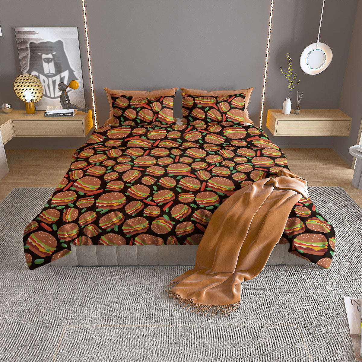 Cute Christmas Elements Print Pattern Duvet Cover Bedding Set