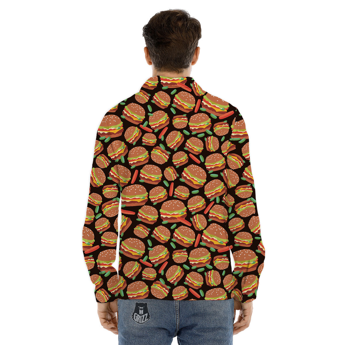Cheeseburger Print Pattern Men's Dress Shirts-grizzshop