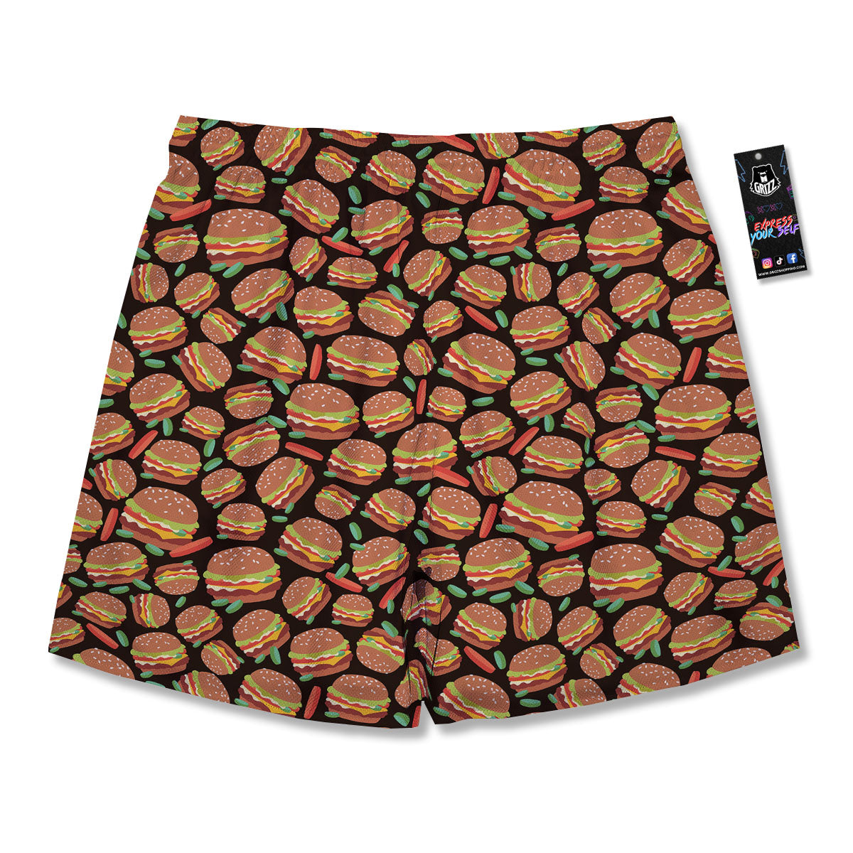 Cheeseburger Print Pattern Men's Running Shorts-grizzshop