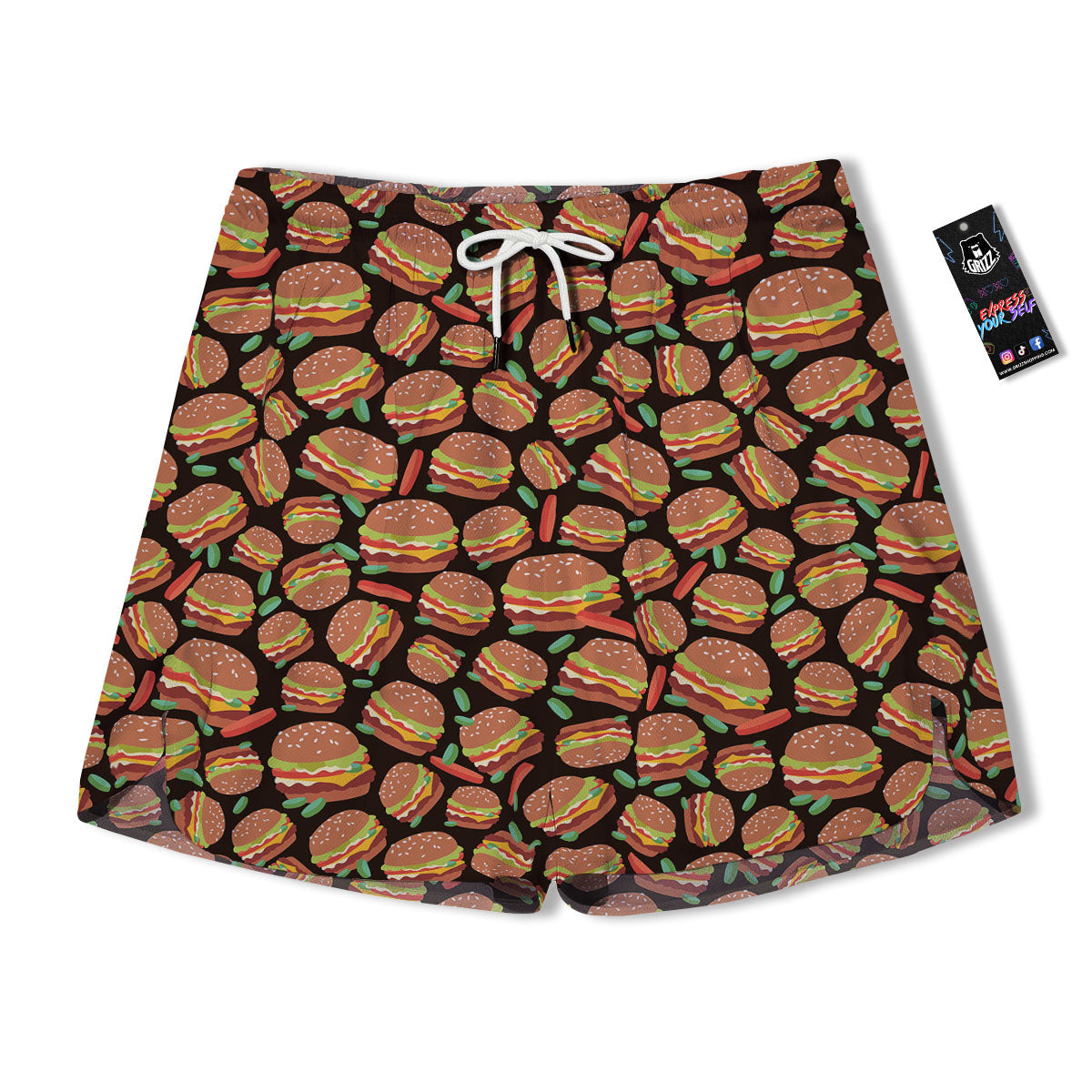 Cheeseburger Print Pattern Men's Running Shorts-grizzshop