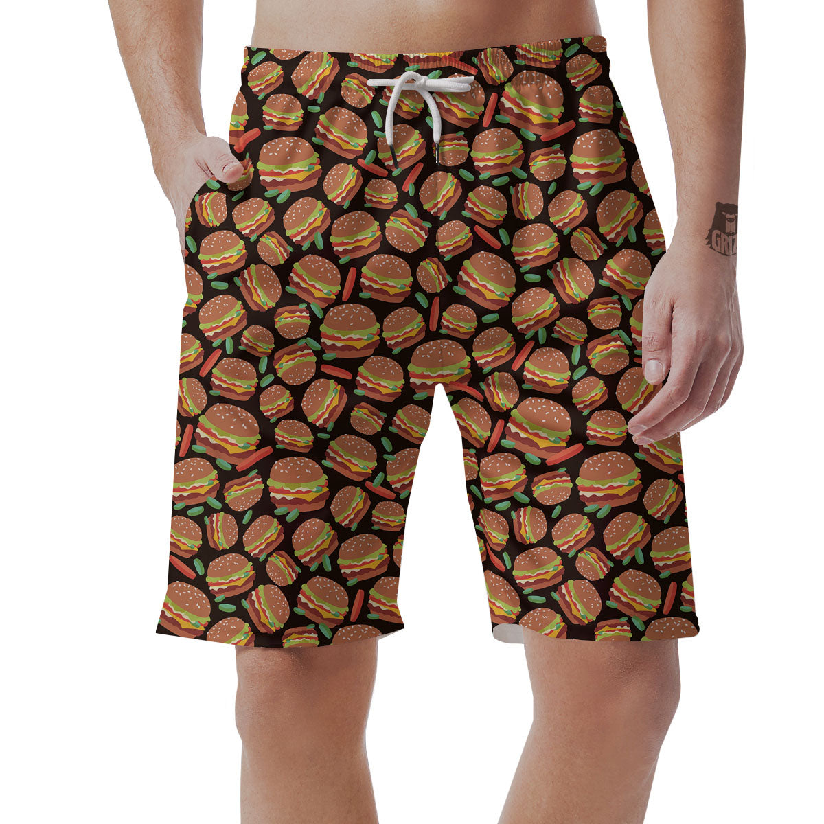 Cheeseburger Print Pattern Men's Shorts-grizzshop