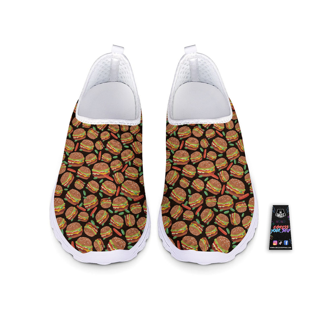 Cheeseburger Print Pattern Nurse Shoes-grizzshop