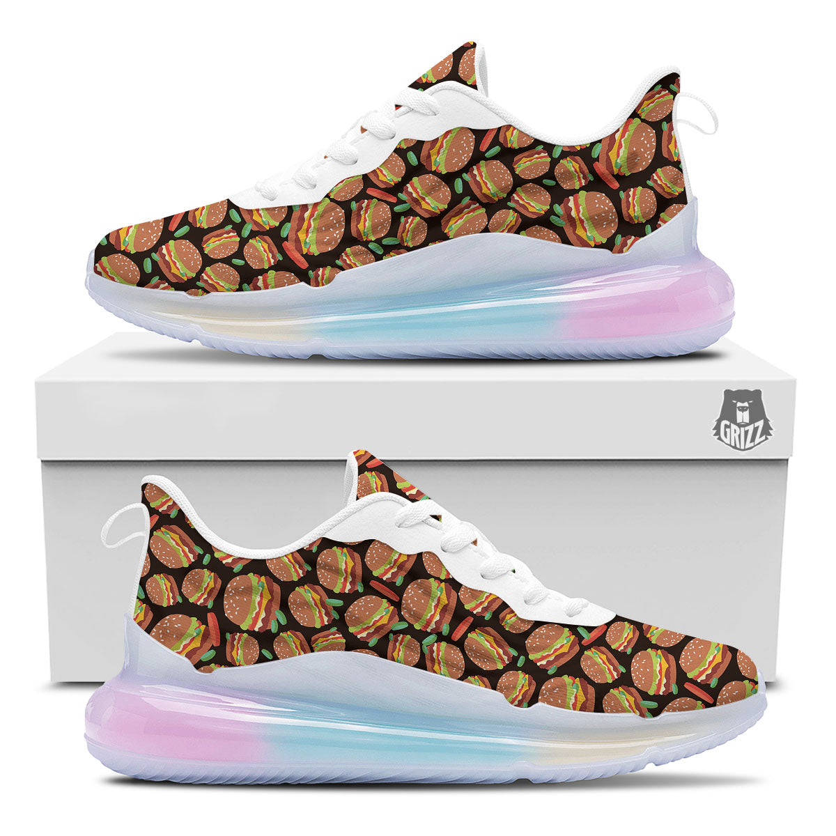 Cheeseburger Print Pattern Running Sneakers-grizzshop