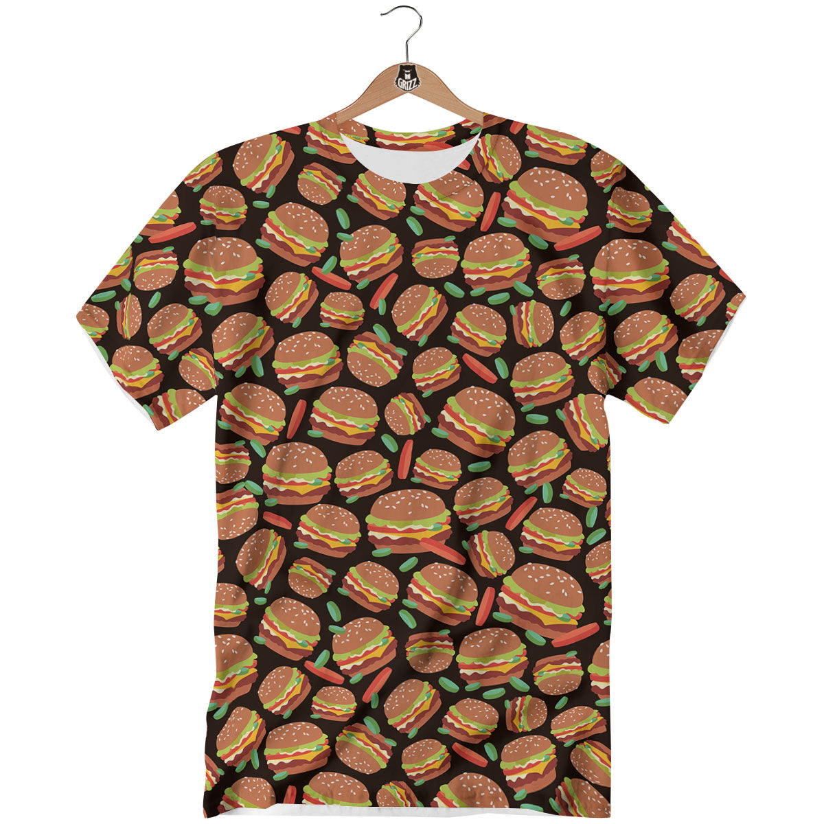 Cheeseburger Print Pattern T-Shirt-grizzshop