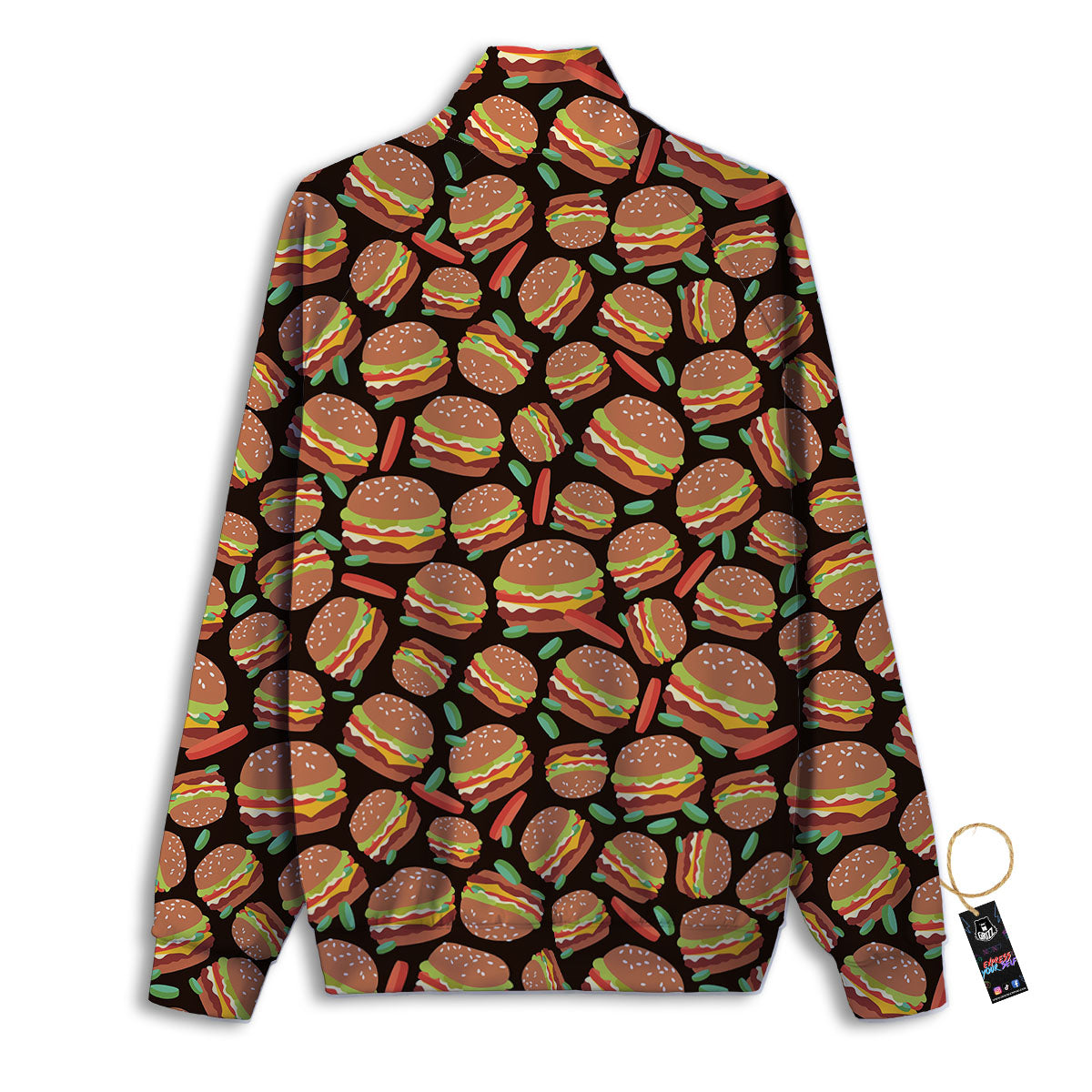 Cheeseburger Print Pattern Track Jacket-grizzshop