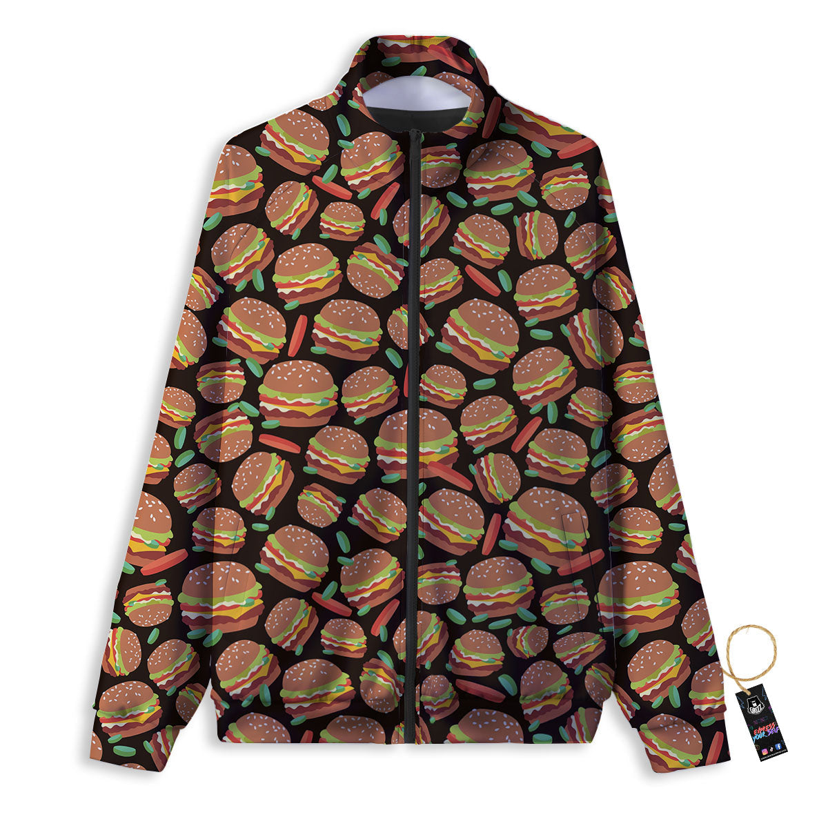 Cheeseburger Print Pattern Track Jacket-grizzshop