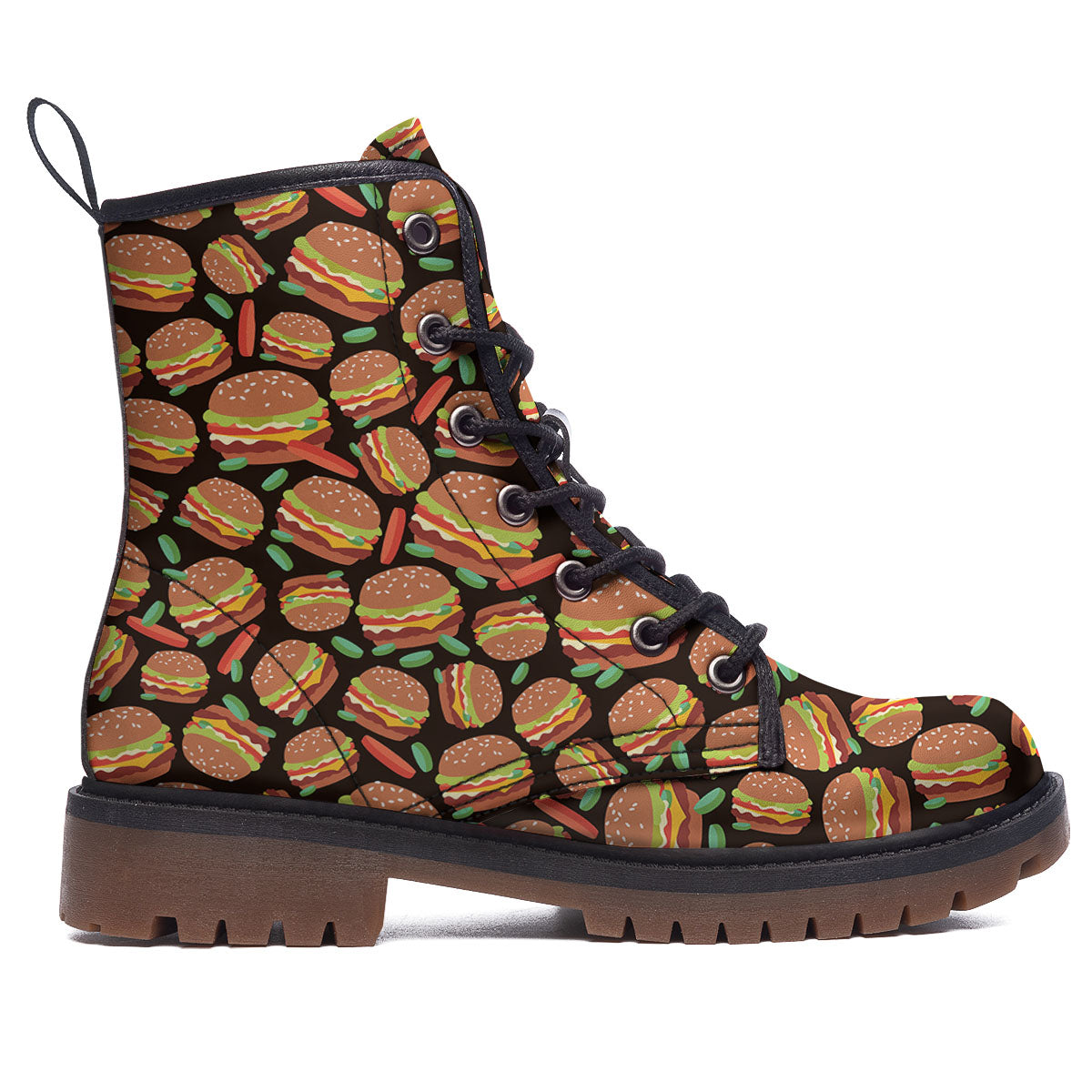Cheeseburger Print Pattern Work Boots-grizzshop