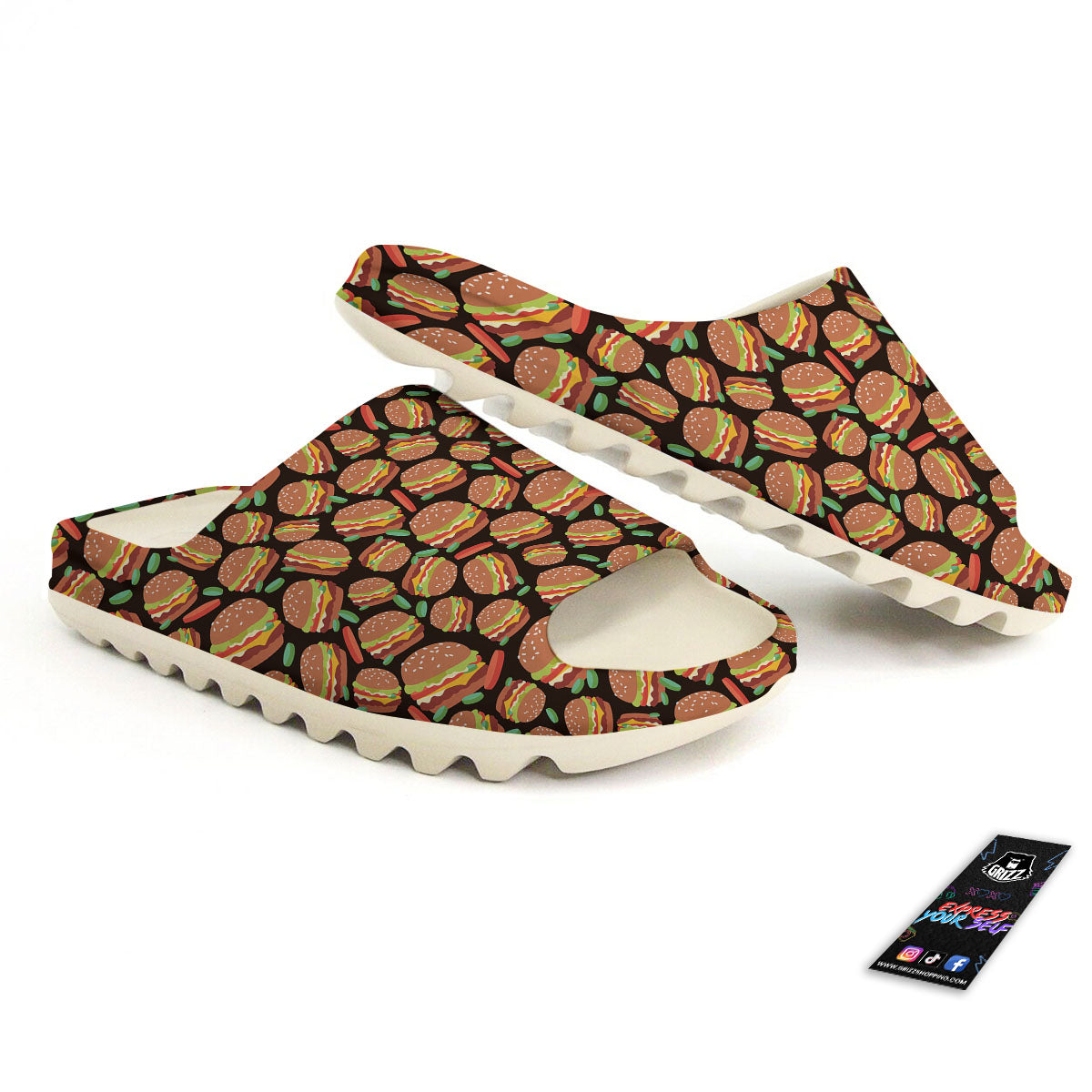 Cheeseburger Print Pattern Sandals-grizzshop