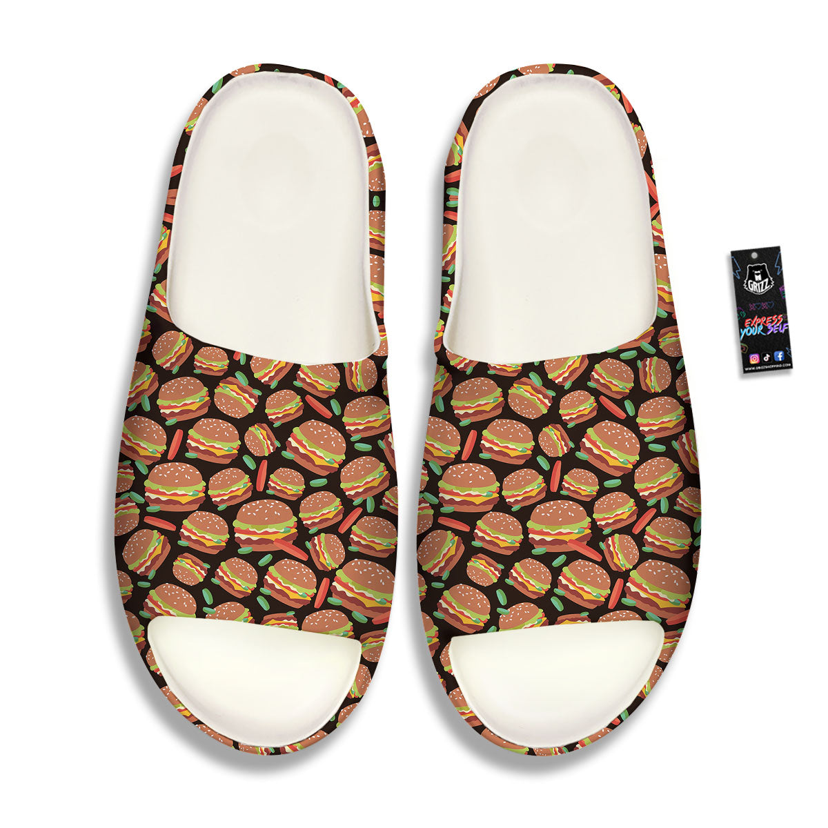Cheeseburger Print Pattern Sandals-grizzshop