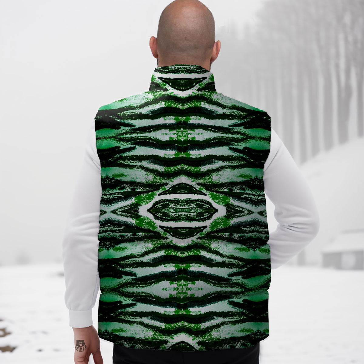 Cheetah Black And Green Print Down Vest