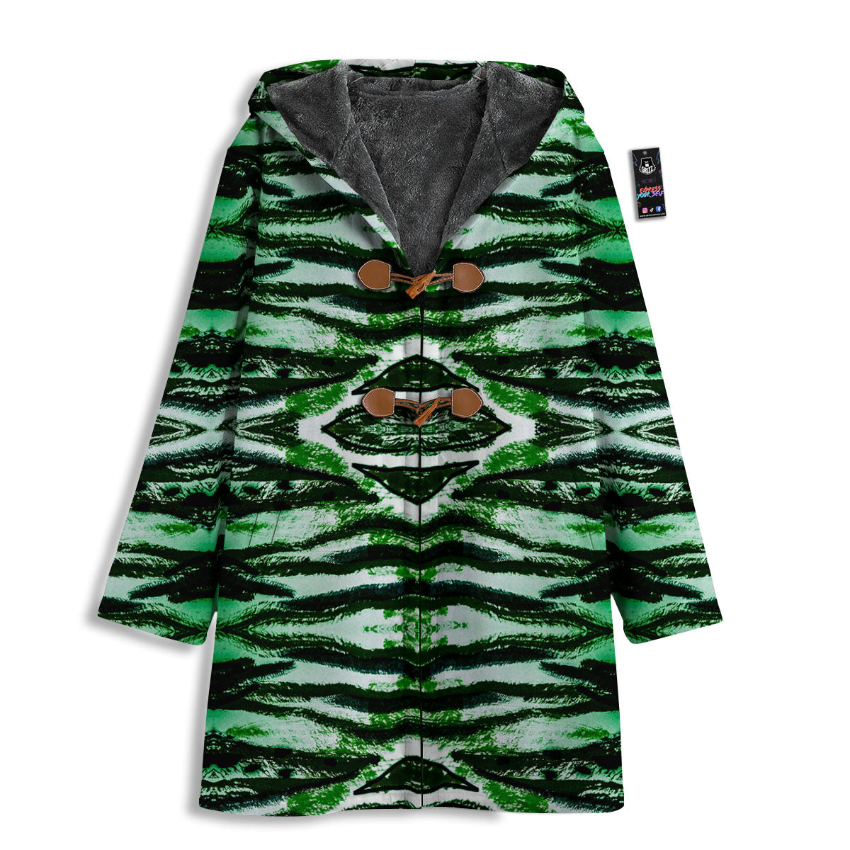 Cheetah Black And Green Print Men's Windbreaker Jacket-grizzshop