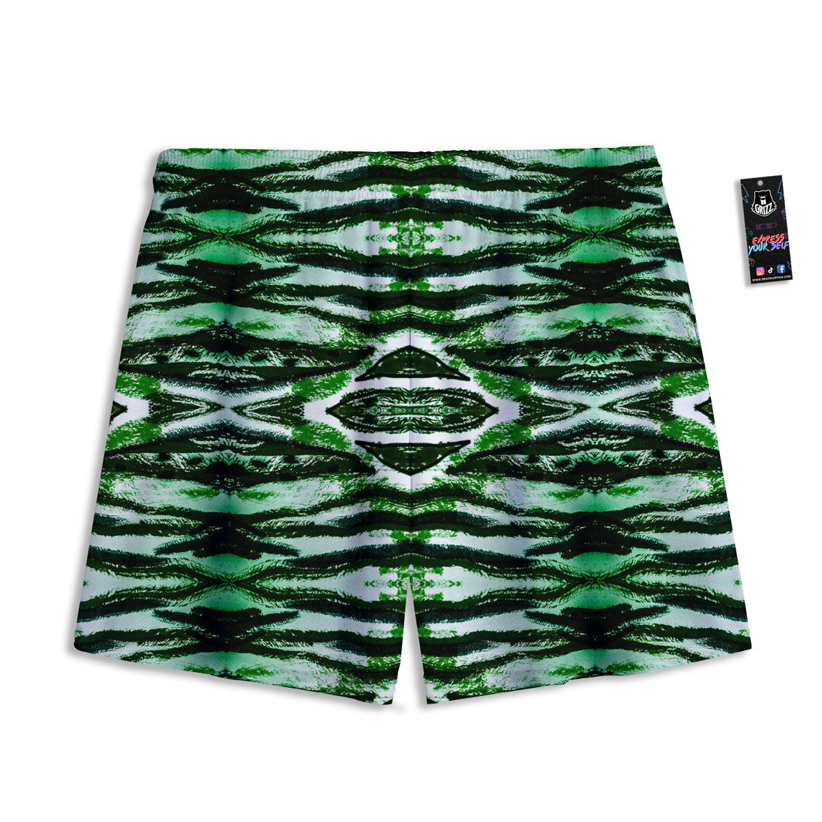 Cheetah Black And Green Print Mesh Shorts