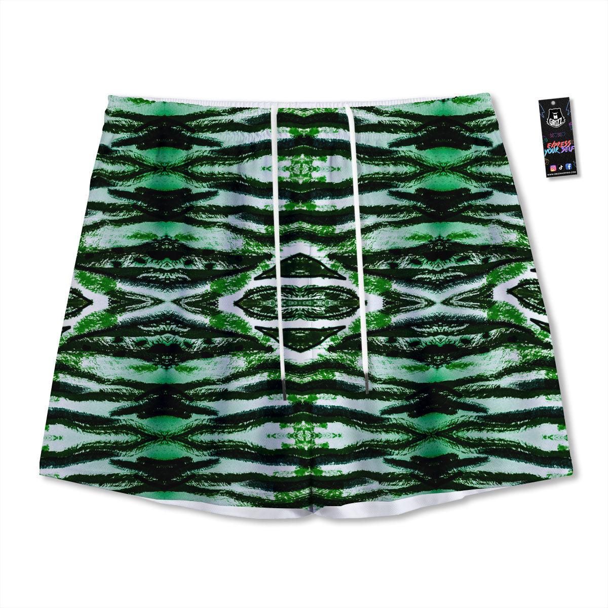 Cheetah Black And Green Print Mesh Shorts