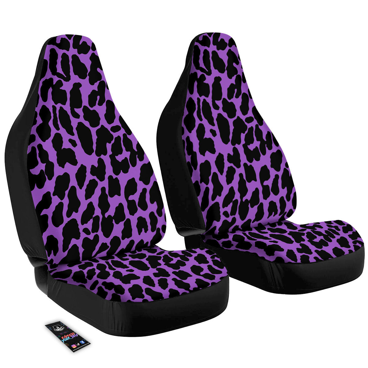 Cheetah Black And Purple Print Car Seat Covers-grizzshop