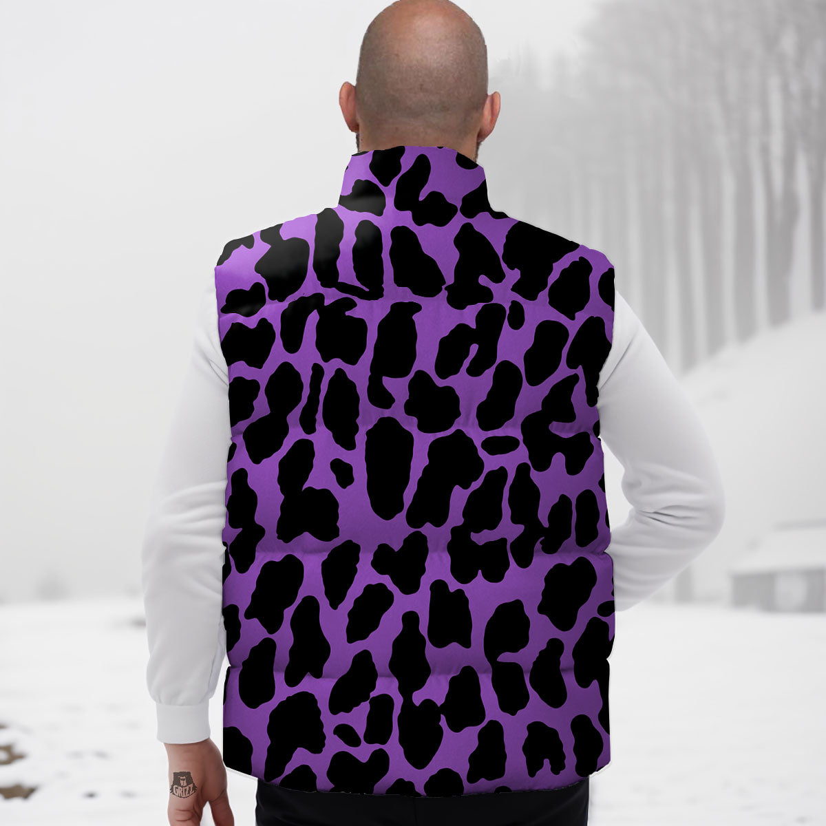 Cheetah Black And Purple Print Down Vest