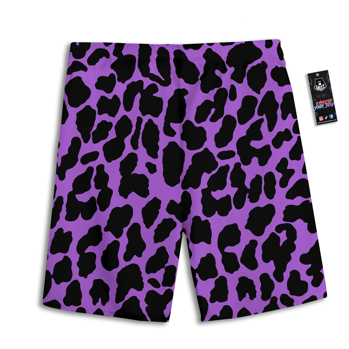 Cheetah Black And Purple Print Men's Athletic Shorts