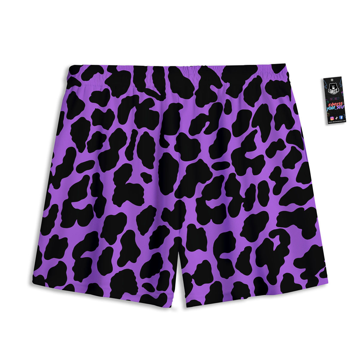 Cheetah Black And Purple Print Mesh Shorts
